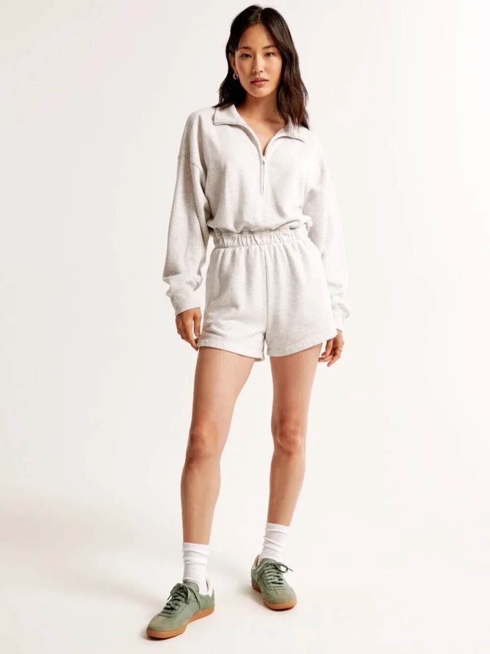 Abercrombie Grey Zip Up Sweat Short Romper Jumpsuit
